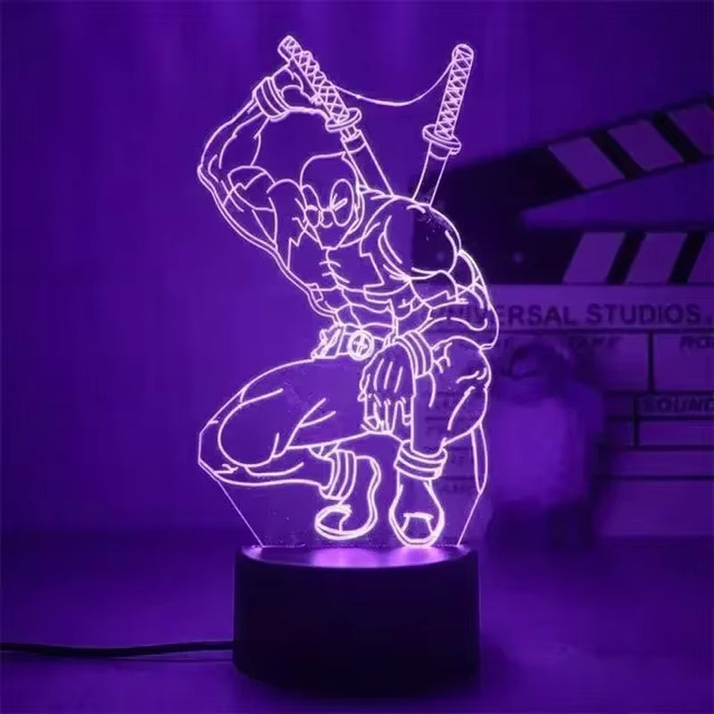 Disney Marvel Spiderman Ironman Deadpool Captain America Action Figure Toys 3D Night Light the Avengers Table Lamp Birthday Gift