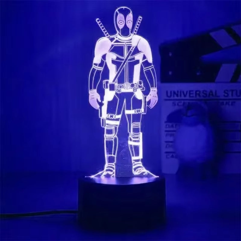 Disney Marvel Spiderman Ironman Deadpool Captain America Action Figure Toys 3D Night Light the Avengers Table Lamp Birthday Gift