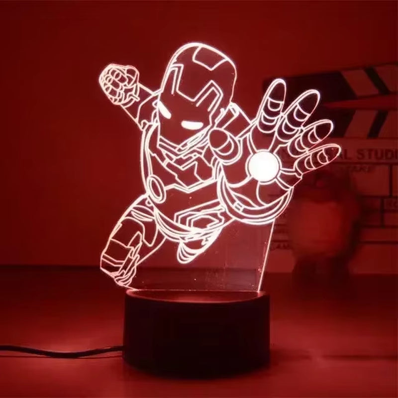 Disney Marvel Spiderman Ironman Deadpool Captain America Action Figure Toys 3D Night Light the Avengers Table Lamp Birthday Gift