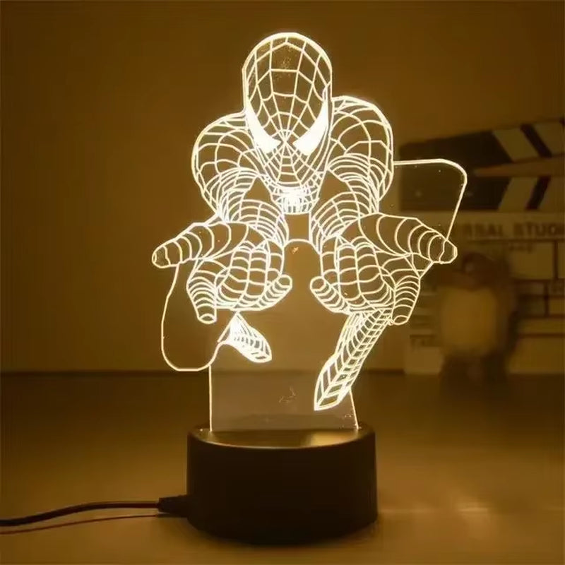 Disney Marvel Spiderman Ironman Deadpool Captain America Action Figure Toys 3D Night Light the Avengers Table Lamp Birthday Gift
