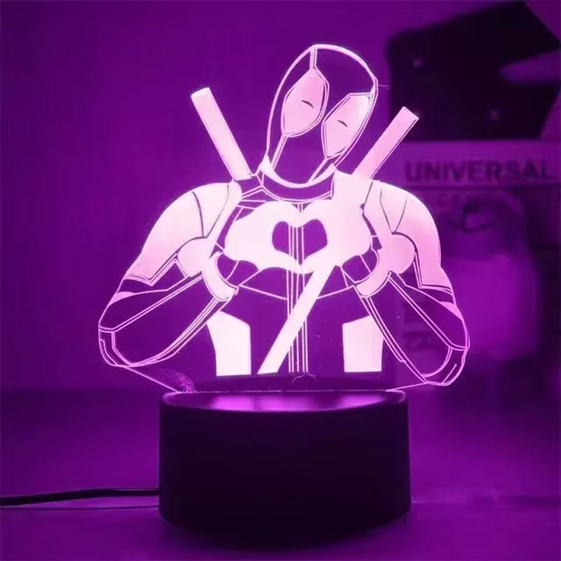 Disney Marvel Spiderman Ironman Deadpool Captain America Action Figure Toys 3D Night Light the Avengers Table Lamp Birthday Gift