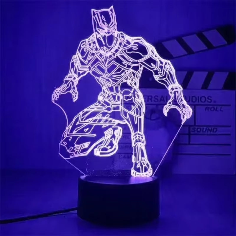 Disney Marvel Spiderman Ironman Deadpool Captain America Action Figure Toys 3D Night Light the Avengers Table Lamp Birthday Gift