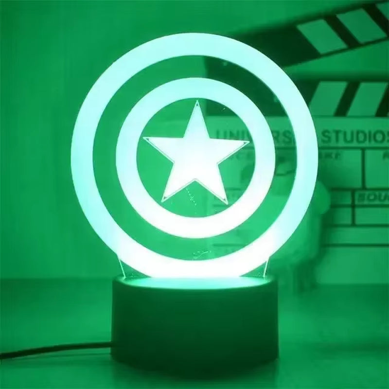 Disney Marvel Spiderman Ironman Deadpool Captain America Action Figure Toys 3D Night Light the Avengers Table Lamp Birthday Gift