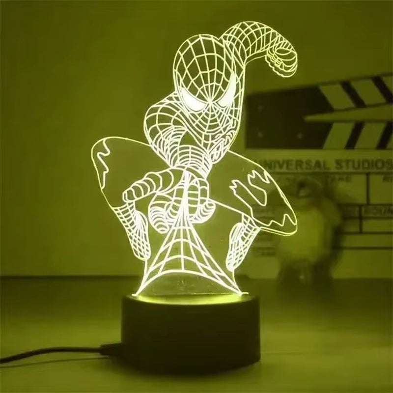 Disney Marvel Spiderman Ironman Deadpool Captain America Action Figure Toys 3D Night Light the Avengers Table Lamp Birthday Gift