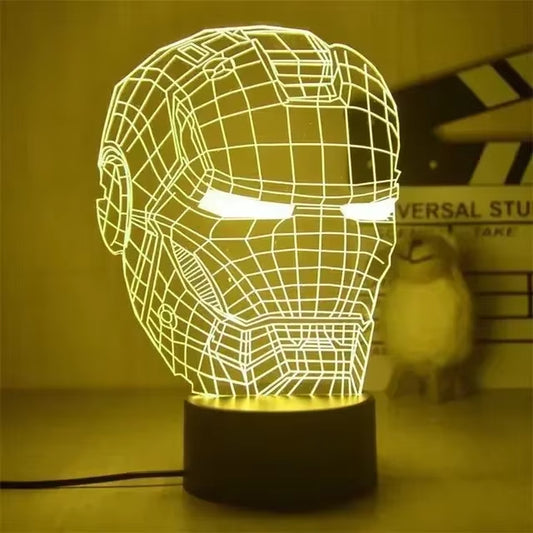 Disney Marvel Spiderman Ironman Deadpool Captain America Action Figure Toys 3D Night Light the Avengers Table Lamp Birthday Gift